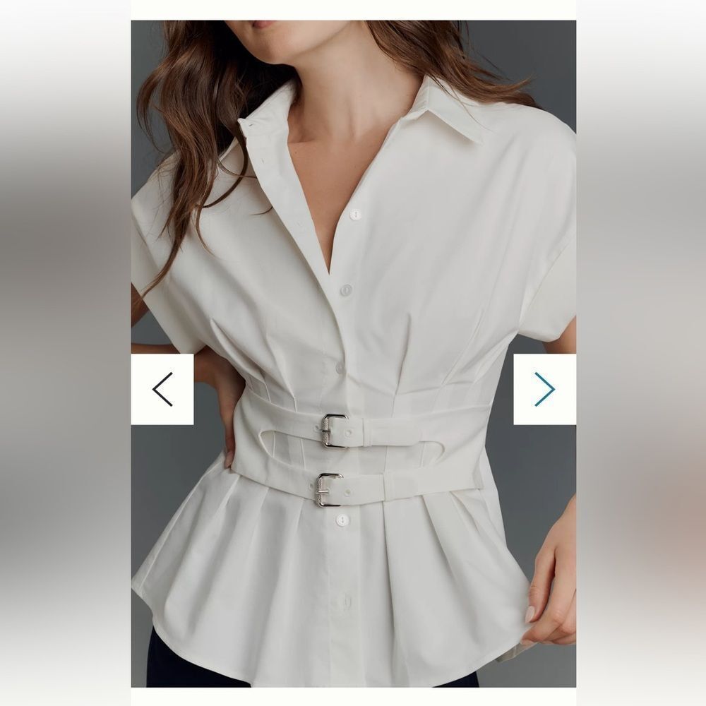 Anthropologie The Tobie Pleated Blouse by Exquise: Double-Buckle Edition - Picture 4 of 8